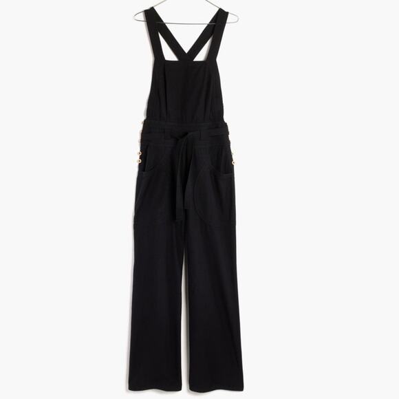 Ulla Johnson Black Cotton Wide Leg Suvi Overalls Jumpsuit - 6 belt missing - Picture 1 of 12